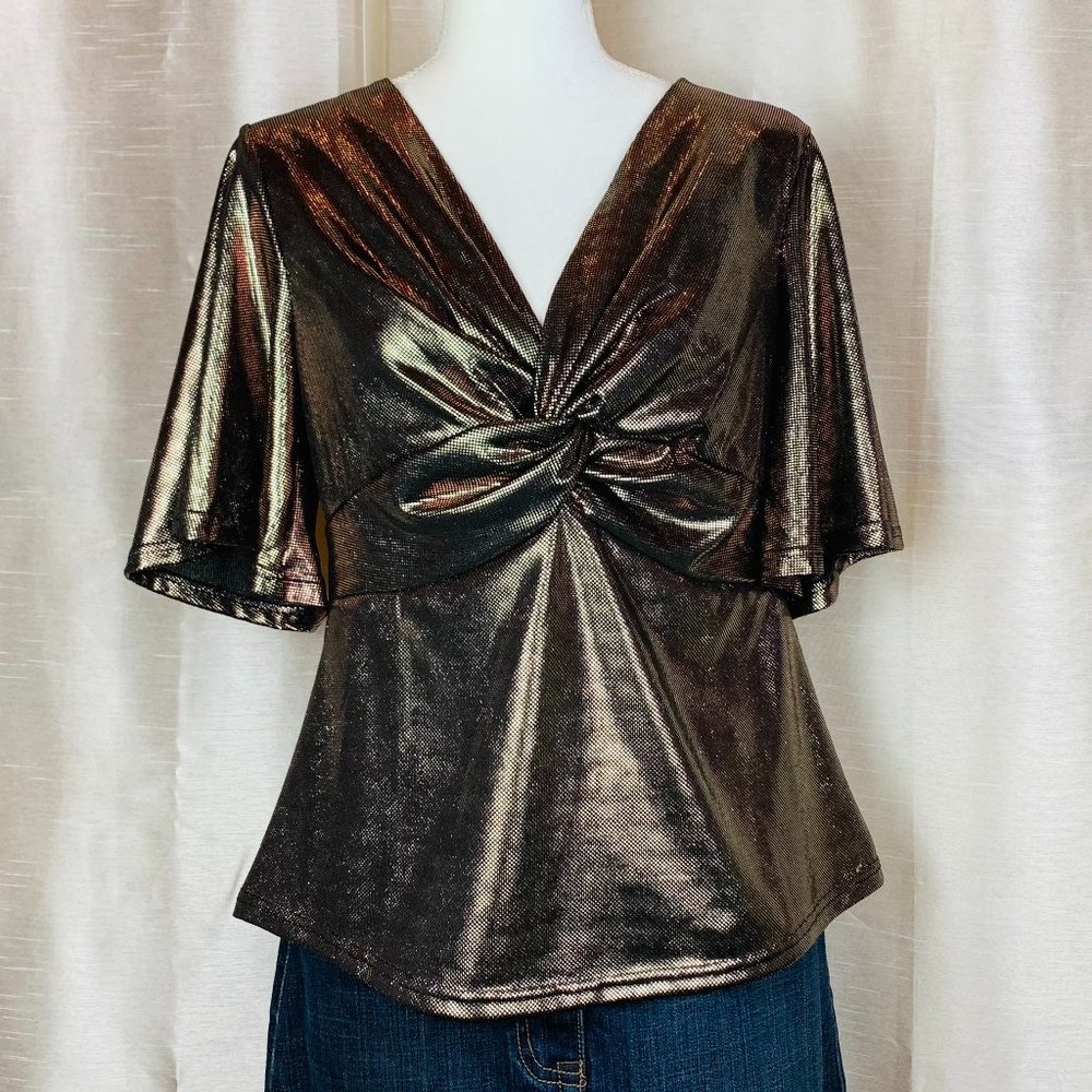 C EST. 1946 Bronze Metallic Twist Front Top M